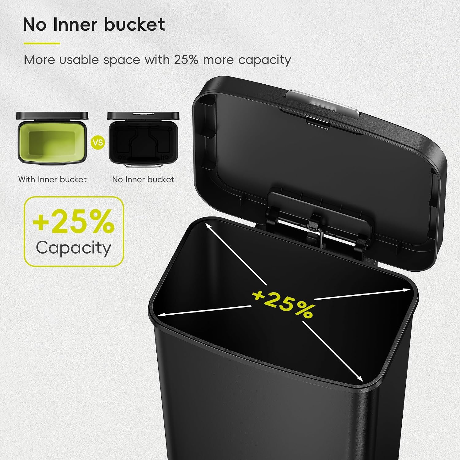 image:imageEKO 45L12 Gal PetLock Kitchen Trash Can with Lid Plastic Step Can Black