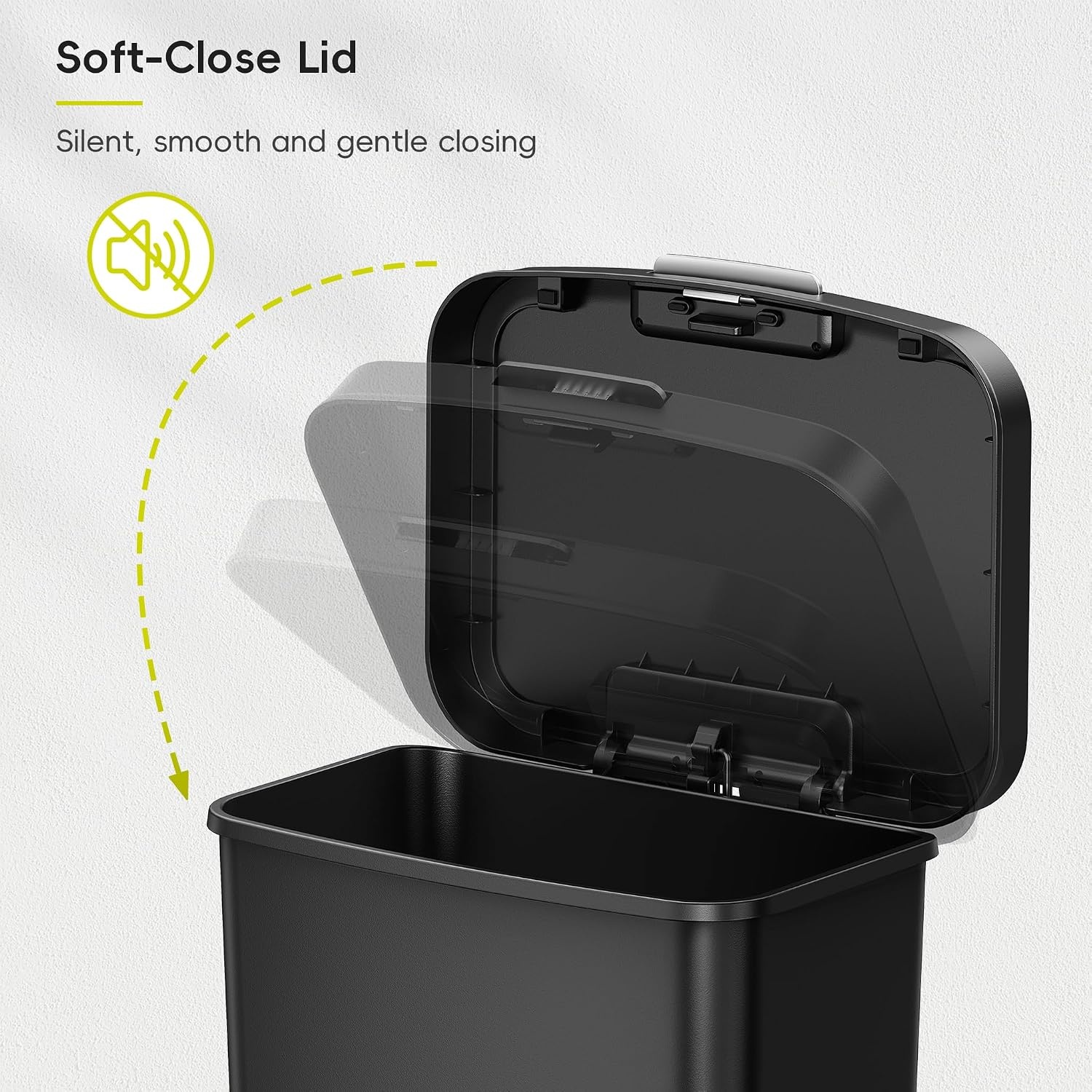 image:imageEKO 45L12 Gal PetLock Kitchen Trash Can with Lid Plastic Step Can Black