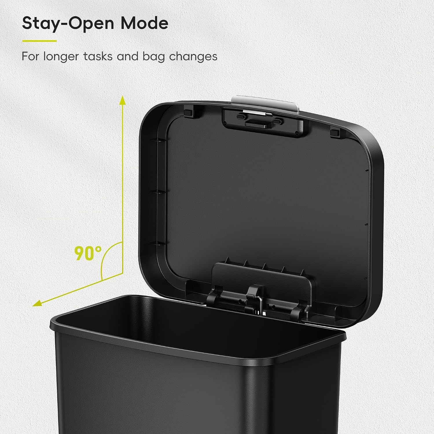 image:imageEKO 45L12 Gal PetLock Kitchen Trash Can with Lid Plastic Step Can Black