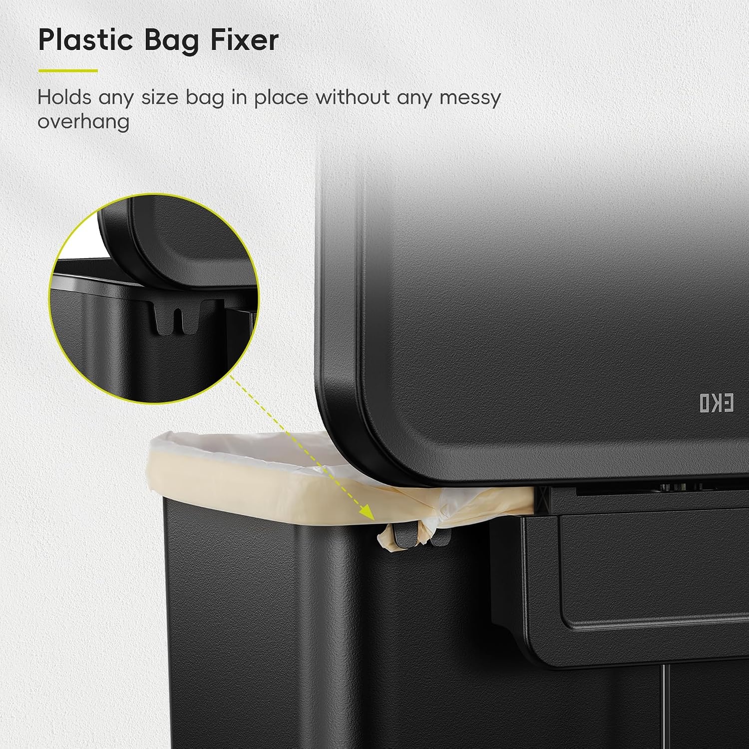 image:imageEKO 45L12 Gal PetLock Kitchen Trash Can with Lid Plastic Step Can Black