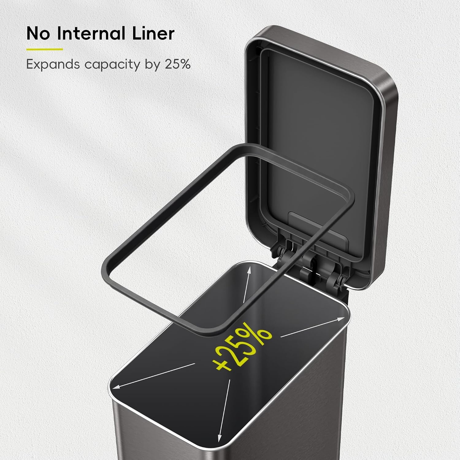 image:imageEKO Hudson Slim Trash Can with Lid 13 Gal Stainless Steel Gunmetal GrayGunmetal Gray