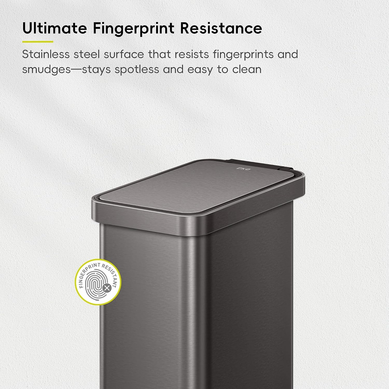 image:imageEKO Hudson Slim Trash Can with Lid 13 Gal Stainless Steel Gunmetal GrayGunmetal Gray