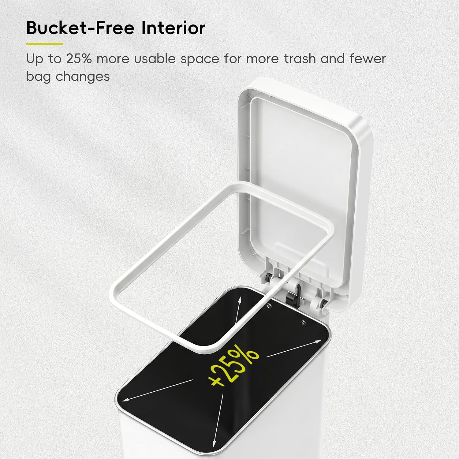 image:imageEKO Hudson Slim Trash Can with Lid 13 Gal Stainless Steel Gunmetal GrayMatte White