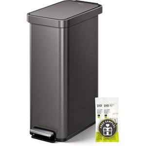 EKO Hudson Slim Trash Can with Lid, 13 Gal Stainless Steel, Gunmetal Gray(Gunmetal Gray)