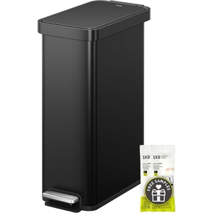 EKO Hudson Slim Trash Can with Lid, 13 Gal Stainless Steel, Gunmetal Gray(Matte Black)