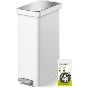EKO Hudson Slim Trash Can with Lid, 13 Gal Stainless Steel, Gunmetal Gray(Matte White)