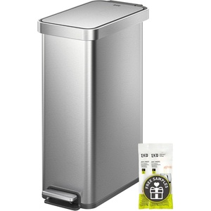 EKO Hudson Slim Trash Can with Lid, 13 Gal Stainless Steel, Gunmetal Gray(Stainless Steel)