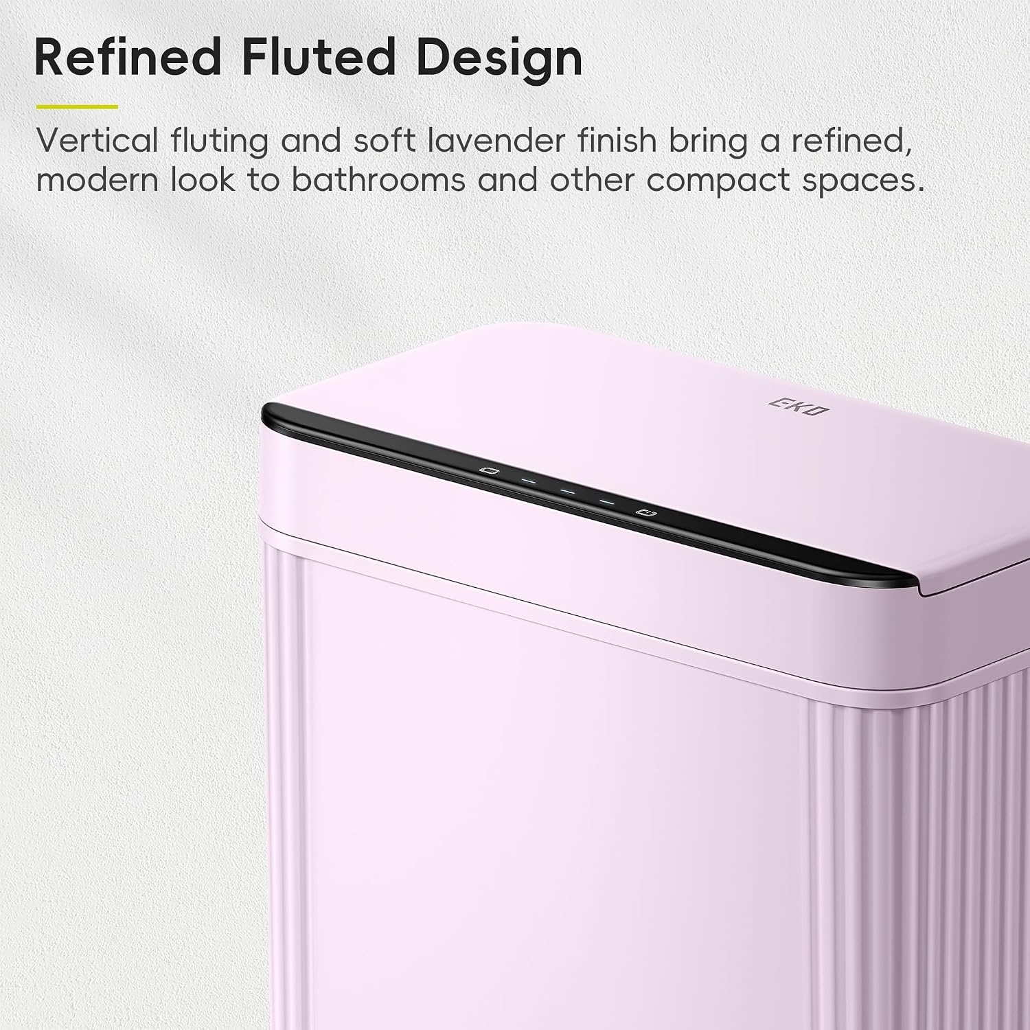 image:imageEKO 26 Gallon Small Bathroom Trash Can with Lid Motion Sensor White10L Lavender