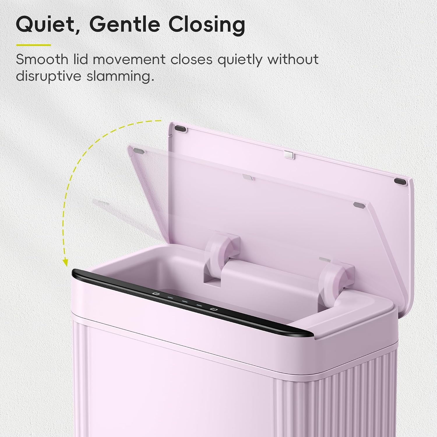 image:imageEKO 26 Gallon Small Bathroom Trash Can with Lid Motion Sensor White10L Lavender