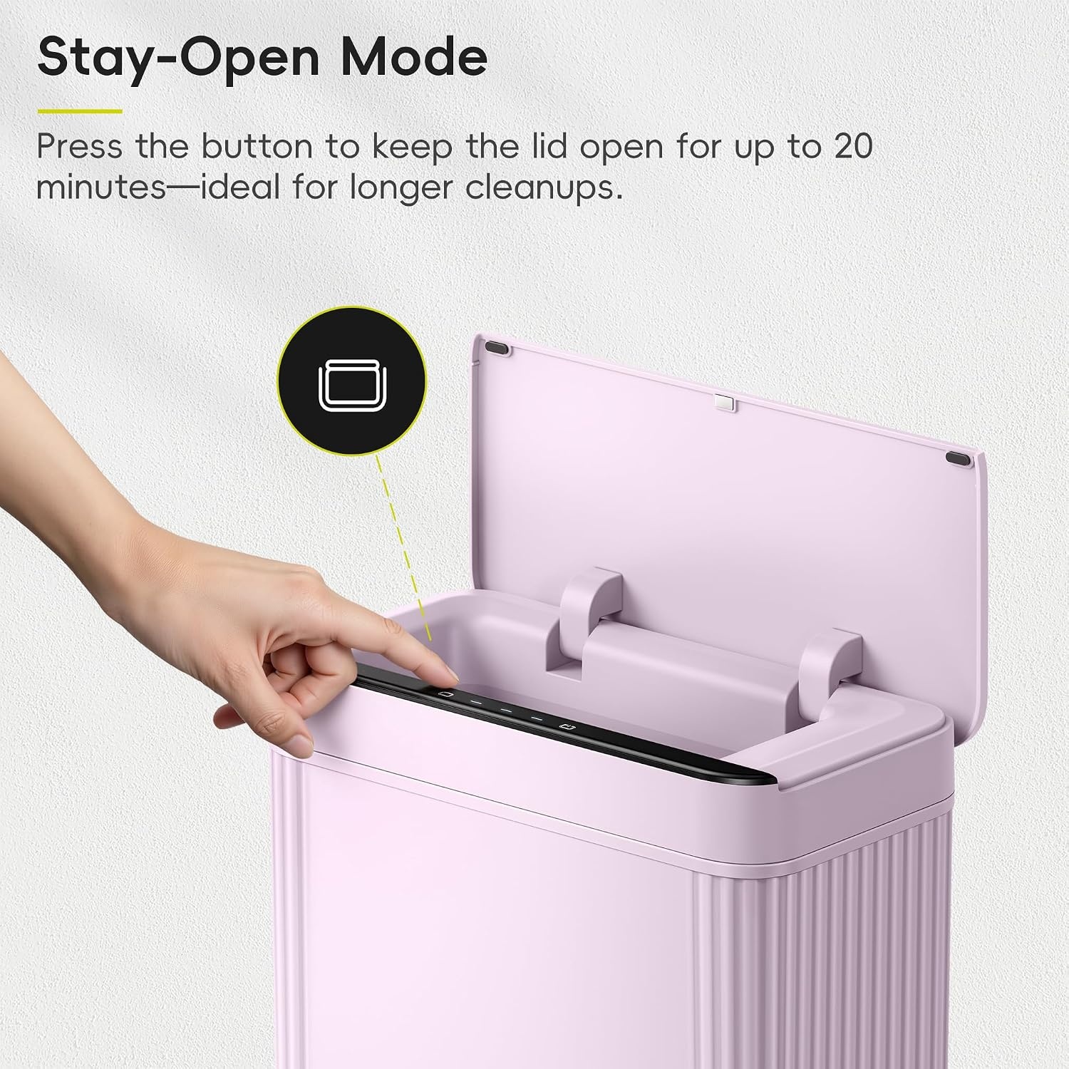 image:imageEKO 26 Gallon Small Bathroom Trash Can with Lid Motion Sensor White10L Lavender