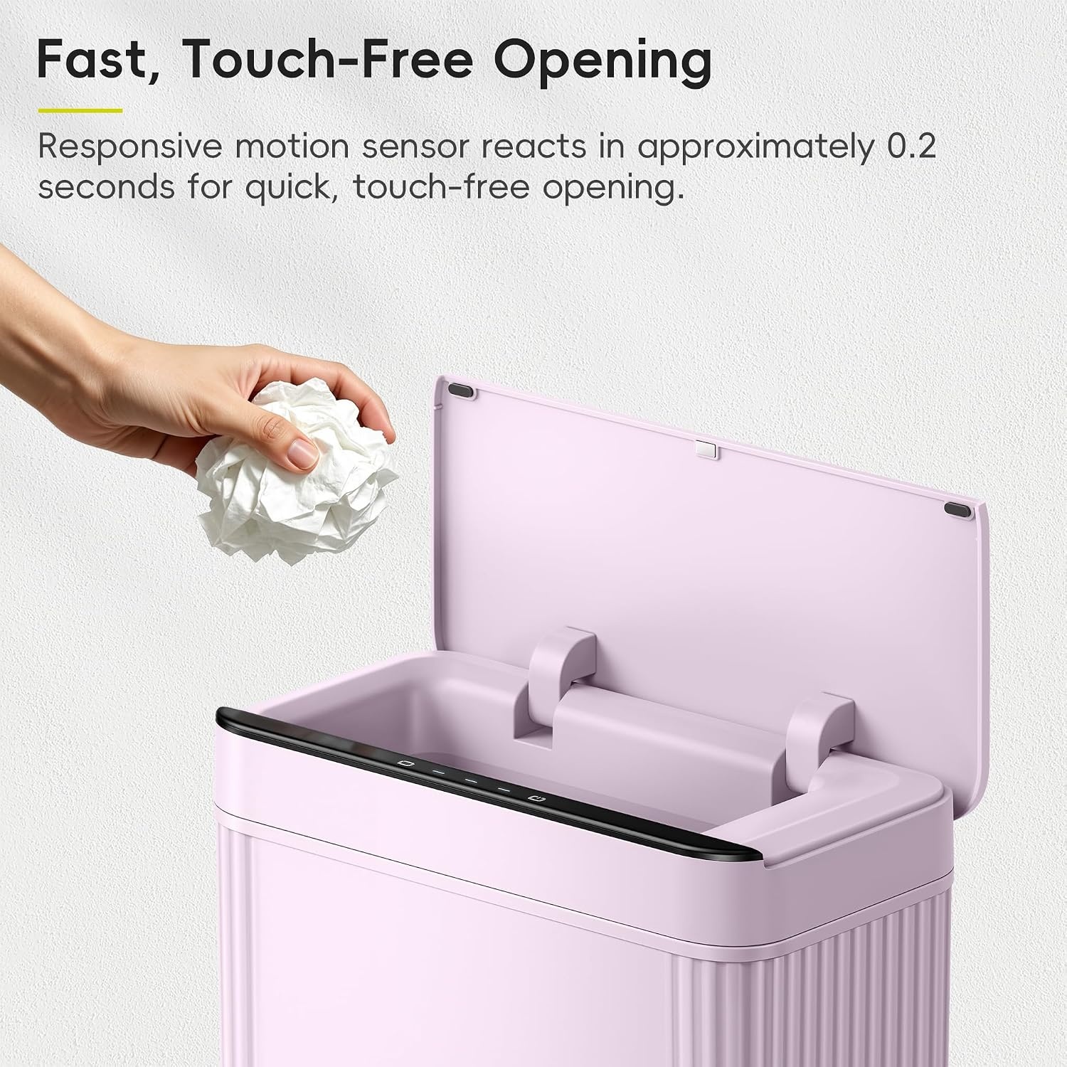 image:imageEKO 26 Gallon Small Bathroom Trash Can with Lid Motion Sensor White10L Lavender