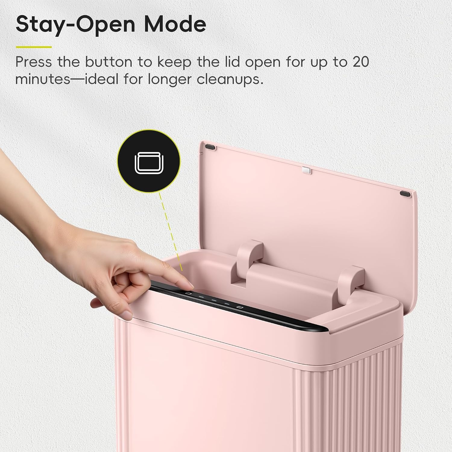 image:imageEKO 26 Gallon Small Bathroom Trash Can with Lid Motion Sensor White10L Pink