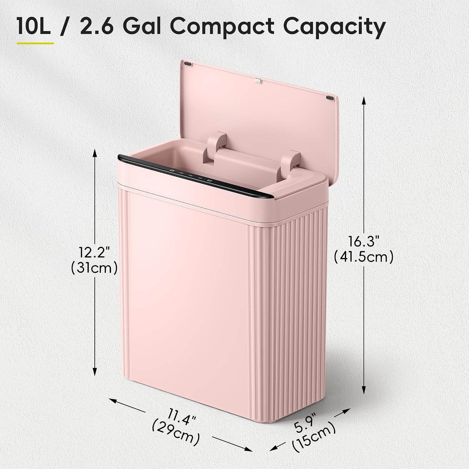image:imageEKO 26 Gallon Small Bathroom Trash Can with Lid Motion Sensor White10L Pink