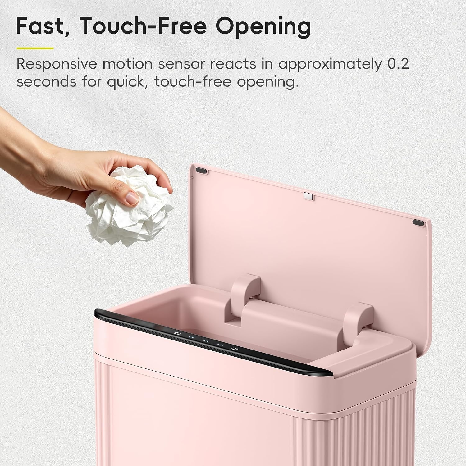 image:imageEKO 26 Gallon Small Bathroom Trash Can with Lid Motion Sensor White10L Pink