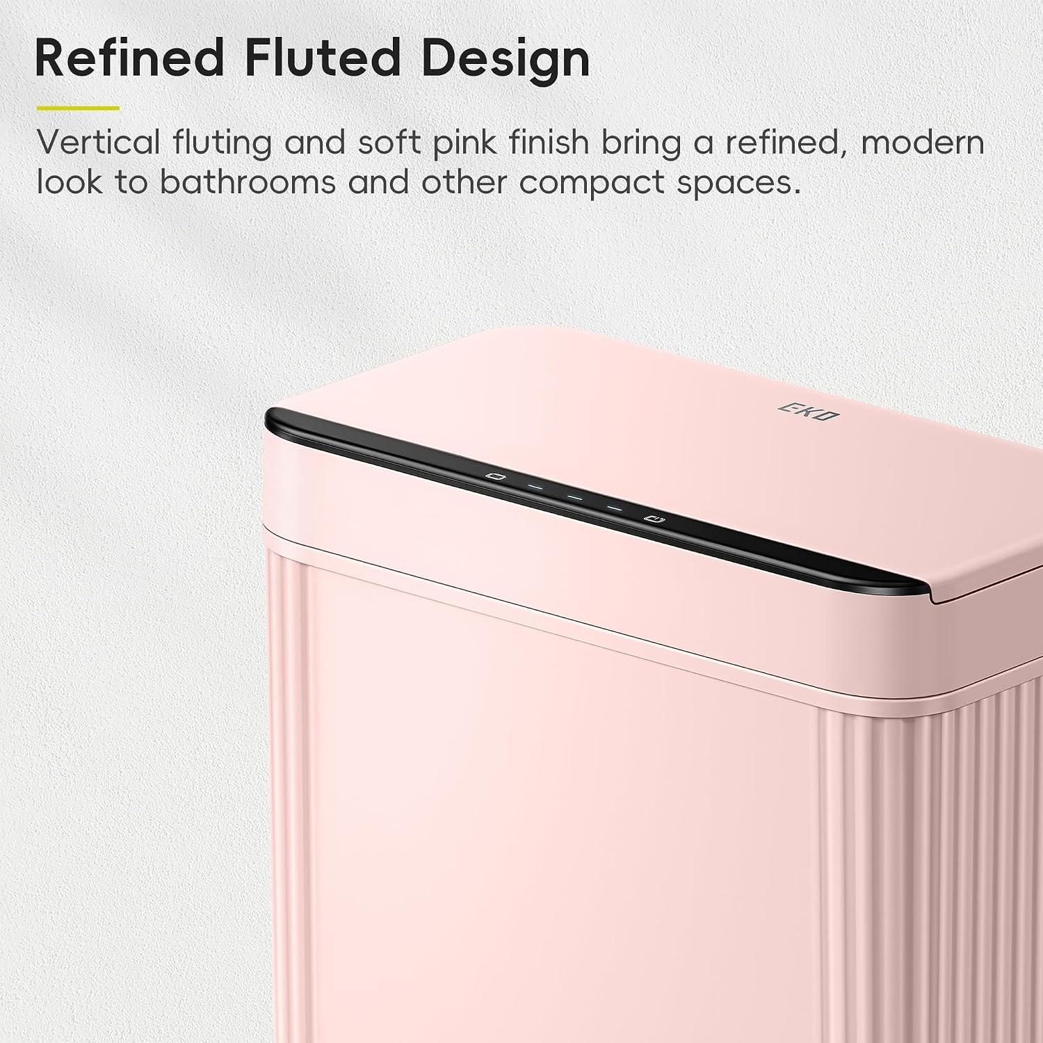 image:imageEKO 26 Gallon Small Bathroom Trash Can with Lid Motion Sensor White10L Pink
