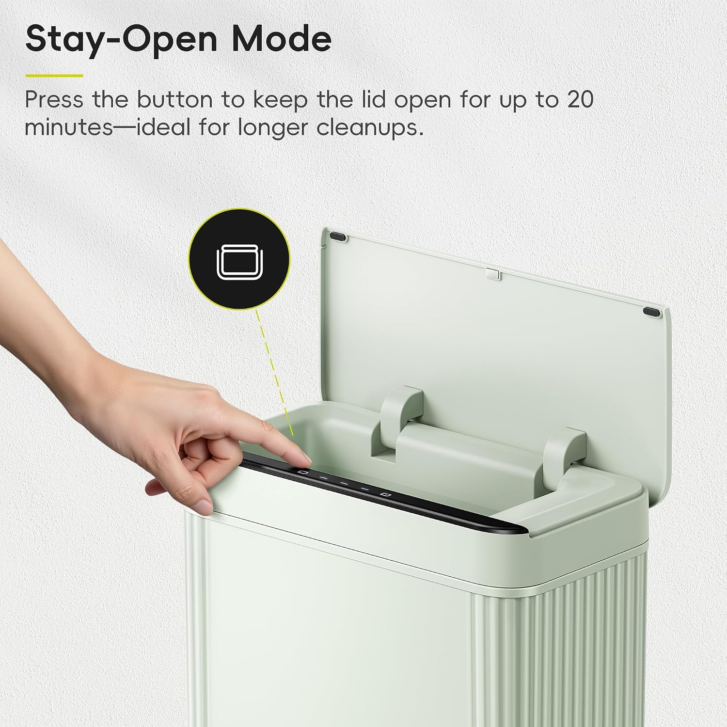image:imageEKO 26 Gallon Small Bathroom Trash Can with Lid Motion Sensor White10L Sage