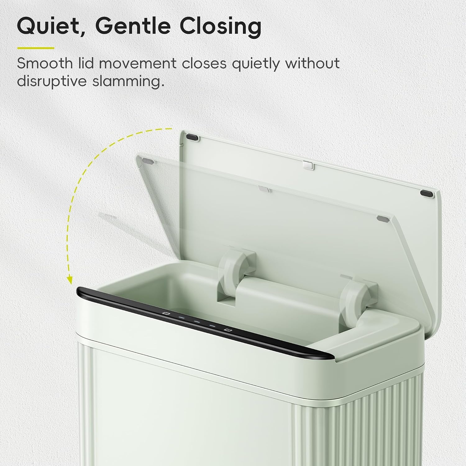 image:imageEKO 26 Gallon Small Bathroom Trash Can with Lid Motion Sensor White10L Sage