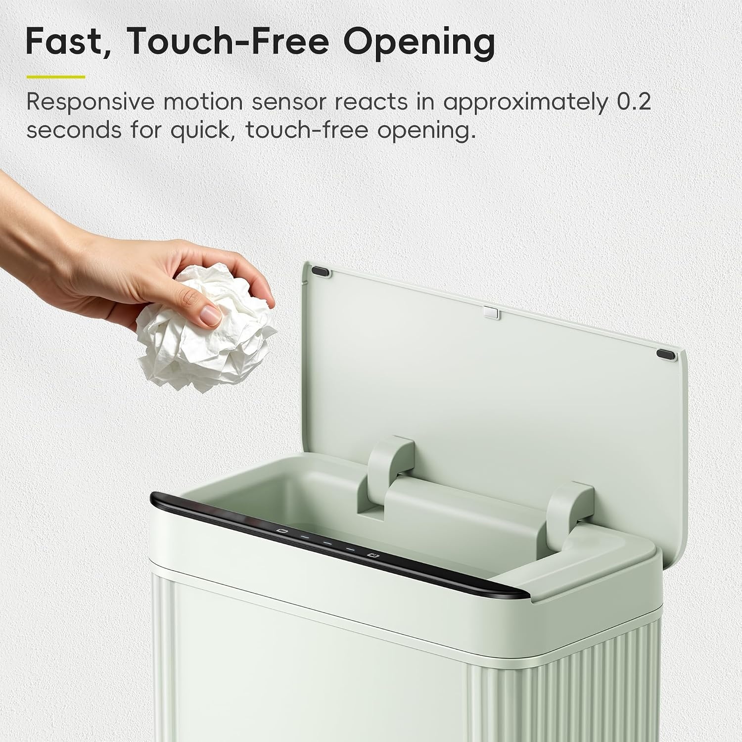 image:imageEKO 26 Gallon Small Bathroom Trash Can with Lid Motion Sensor White10L Sage