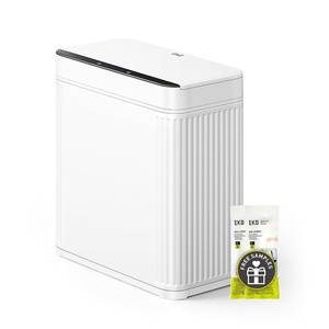 EKO 2.6 Gallon Small Bathroom Trash Can with Lid, Motion Sensor, White(10L – White Steel)