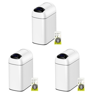 EKO 2.6 Gallon Small Bathroom Trash Can with Lid, Motion Sensor, White(Astro 10L-Matte White (Pack of 3))