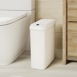 EKO 2.6 Gallon Small Bathroom Trash Can with Lid, Motion Sensor, White(Morandi 10L-Oat White)